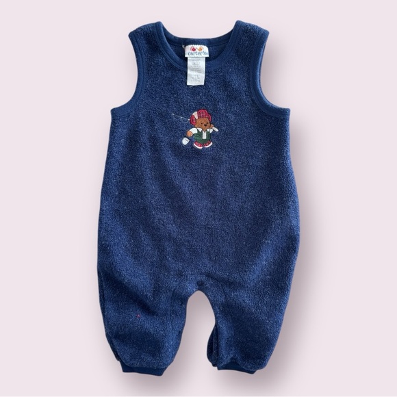 Carter's Other - Vintage Carter's Navy Fleece Baby Jumpsuit with Bear Design